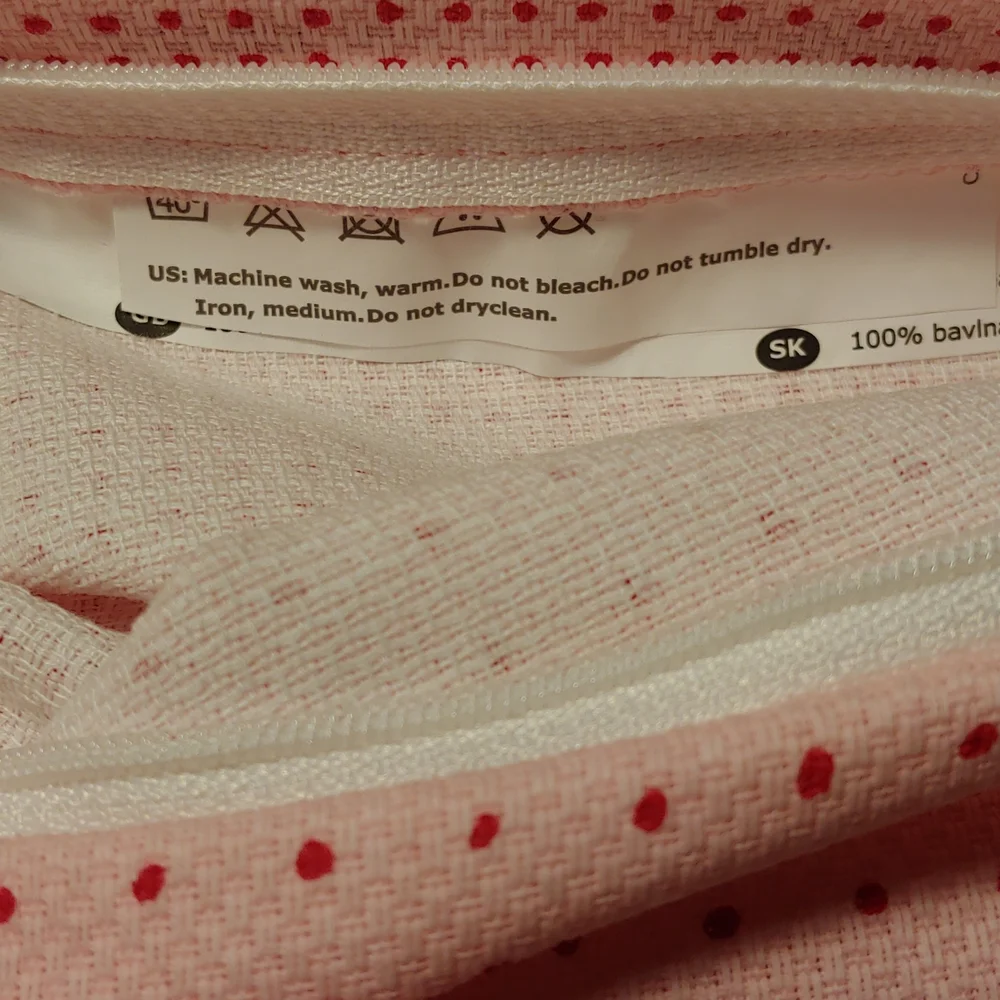 IKEA zippered pillow case pink red dots